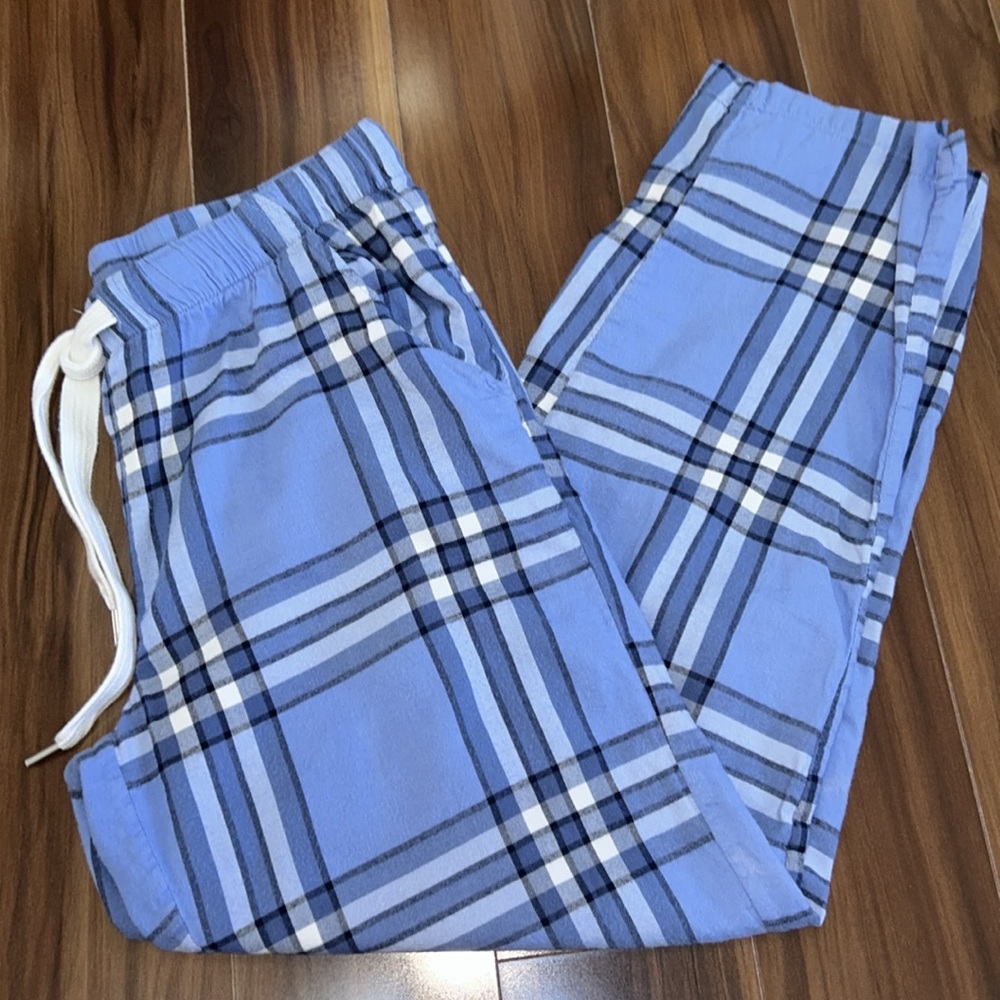 Small aerie plaid blue pajama pants flannel with pockets